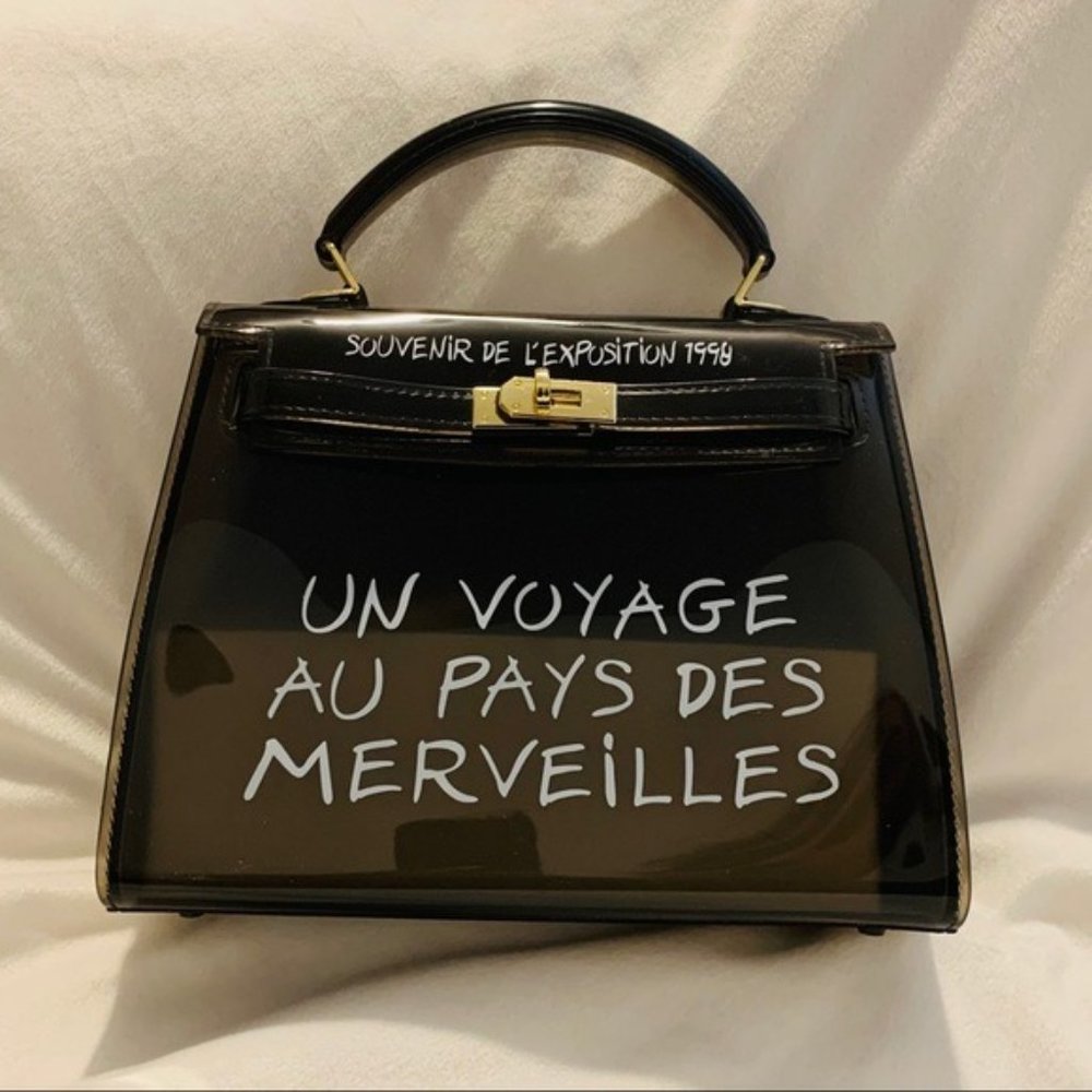 Top Handle Clear Crossbody Handbag | Jelly | Black - Picture 2 of 7